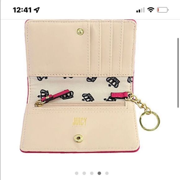 Nip juicy couture 2 wallet/card case gift set animal leopard red leather gold - Picture 4 of 6